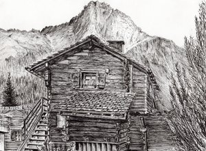 B＆Bジナルスイスからの眺め、2011年（紙にインク） 作： Vincent Alexander Booth